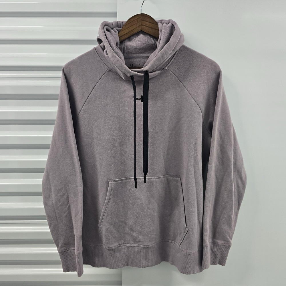 Under Armour Women's Rival Fleece Hoodie Medium Purple Gray Loose Fit Pullover
